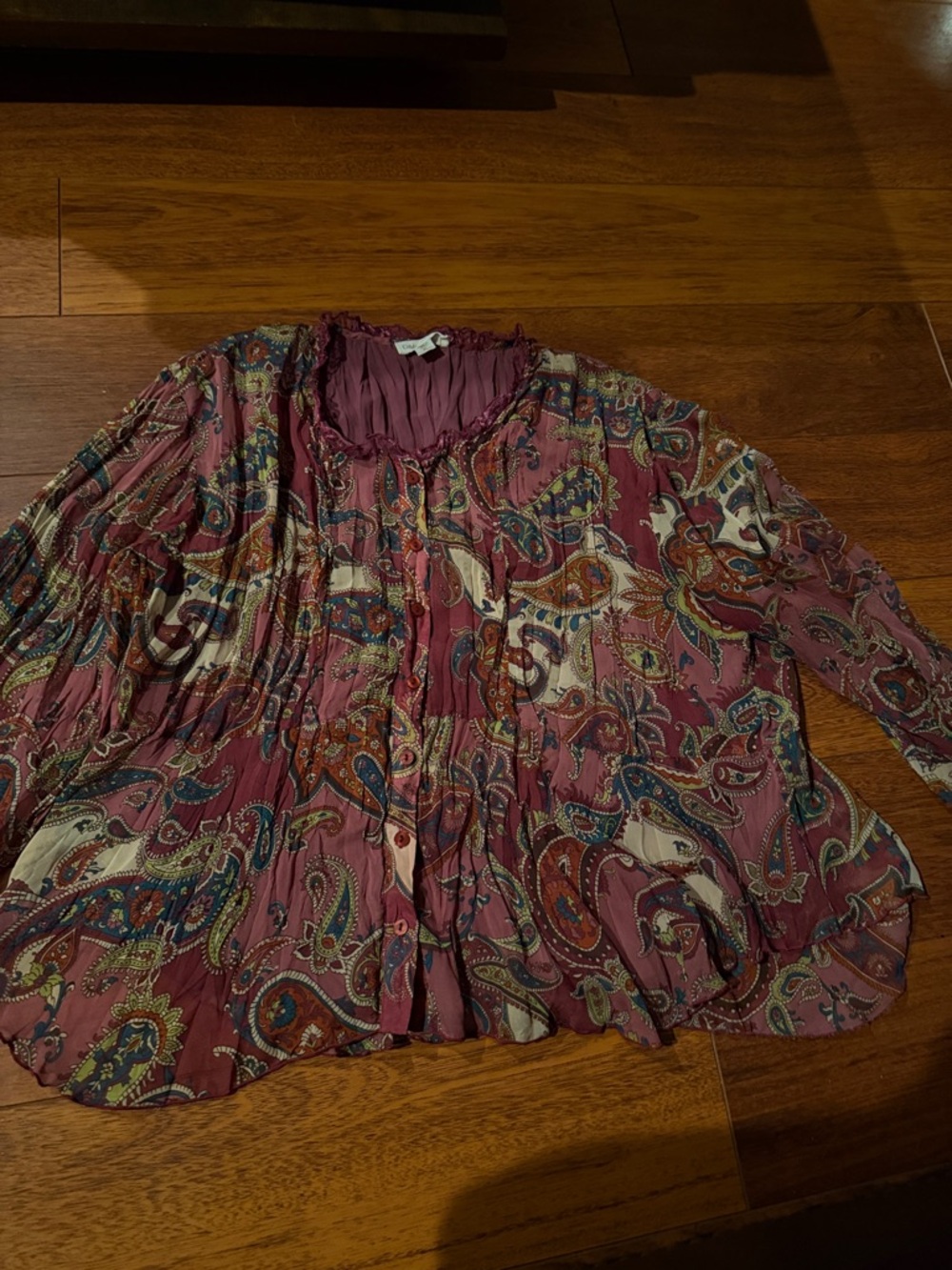 Coldwater Creek Paisley Button-Front Blouse in Mauve and Multicolor